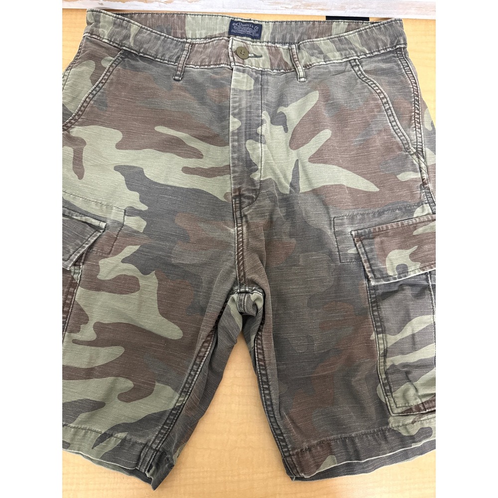 Levi Strauss & Co Mens Camo Cargo Shorts Green Brown Woodland Size 36 37
